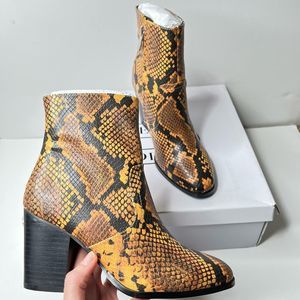 Steve Madden Womens Dallas Yellow Snake Ankle Boots Heels Size 6 New Boho